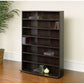 Living Room > Bookcases - Contemporary 6-Shelf Bookcase Multimedia Storage Rack Tower In Brown Finish
