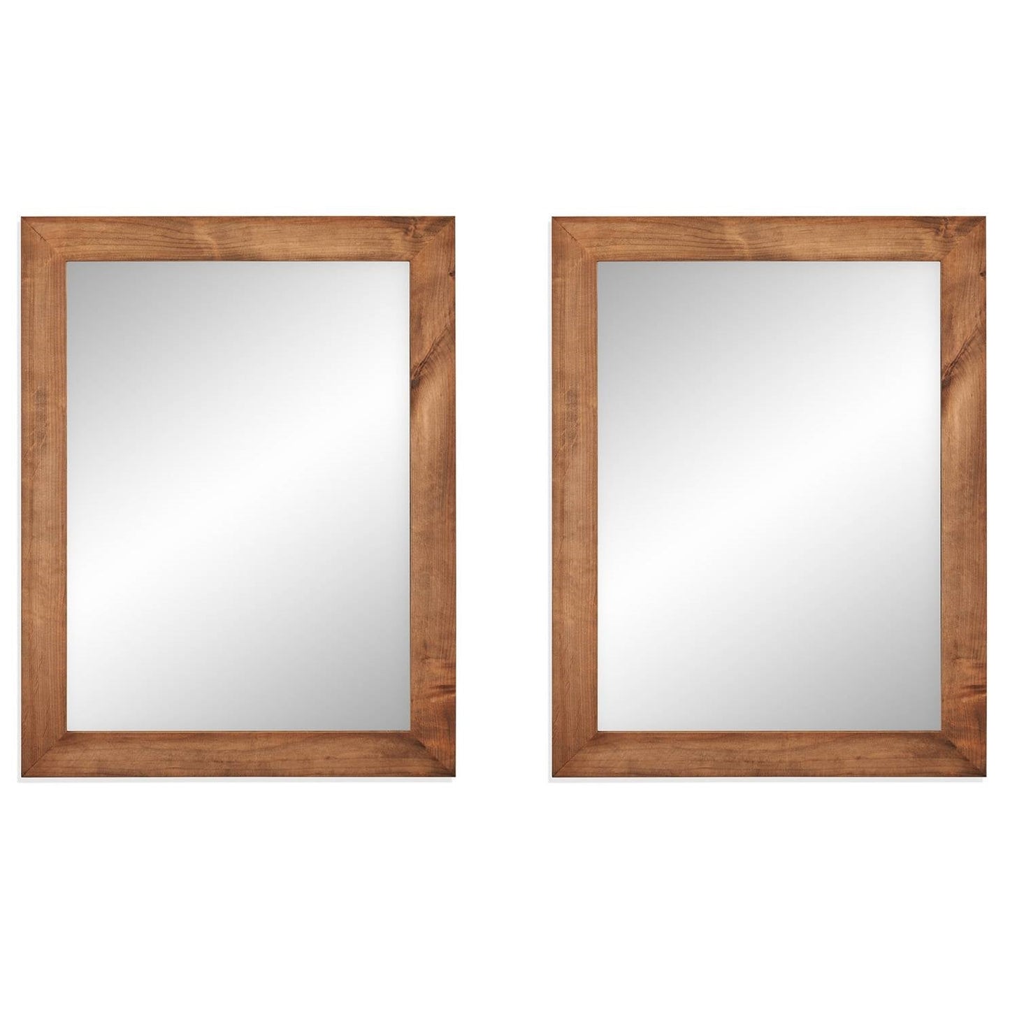 Bathroom > Bathroom Mirrors - Set Of 2 Modern Farmhouse Mirror Set Distressed Brown Wood Frame 31 X 24 Inch