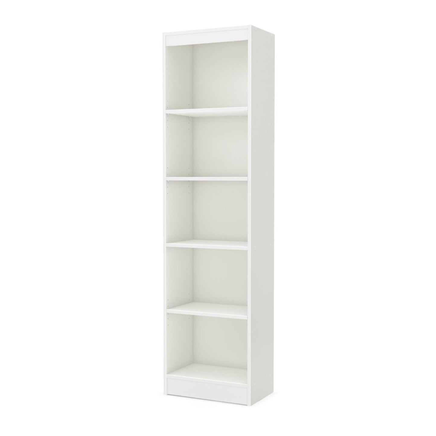 Living Room > Bookcases - 5-Shelf Narrow Bookcase Storage Shelves In White Wood Finish