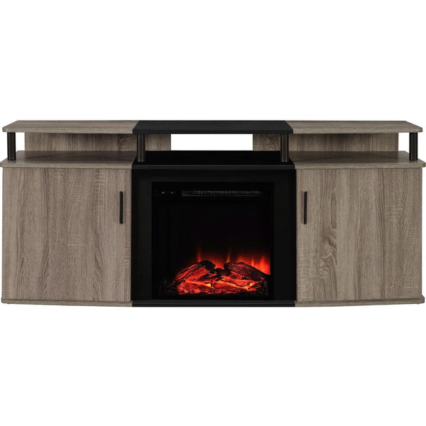 Accents > Electric Fireplaces - Sonoma Oak / Black Electric Fireplace TV Stand - Accommodates Up To 70-inch TV