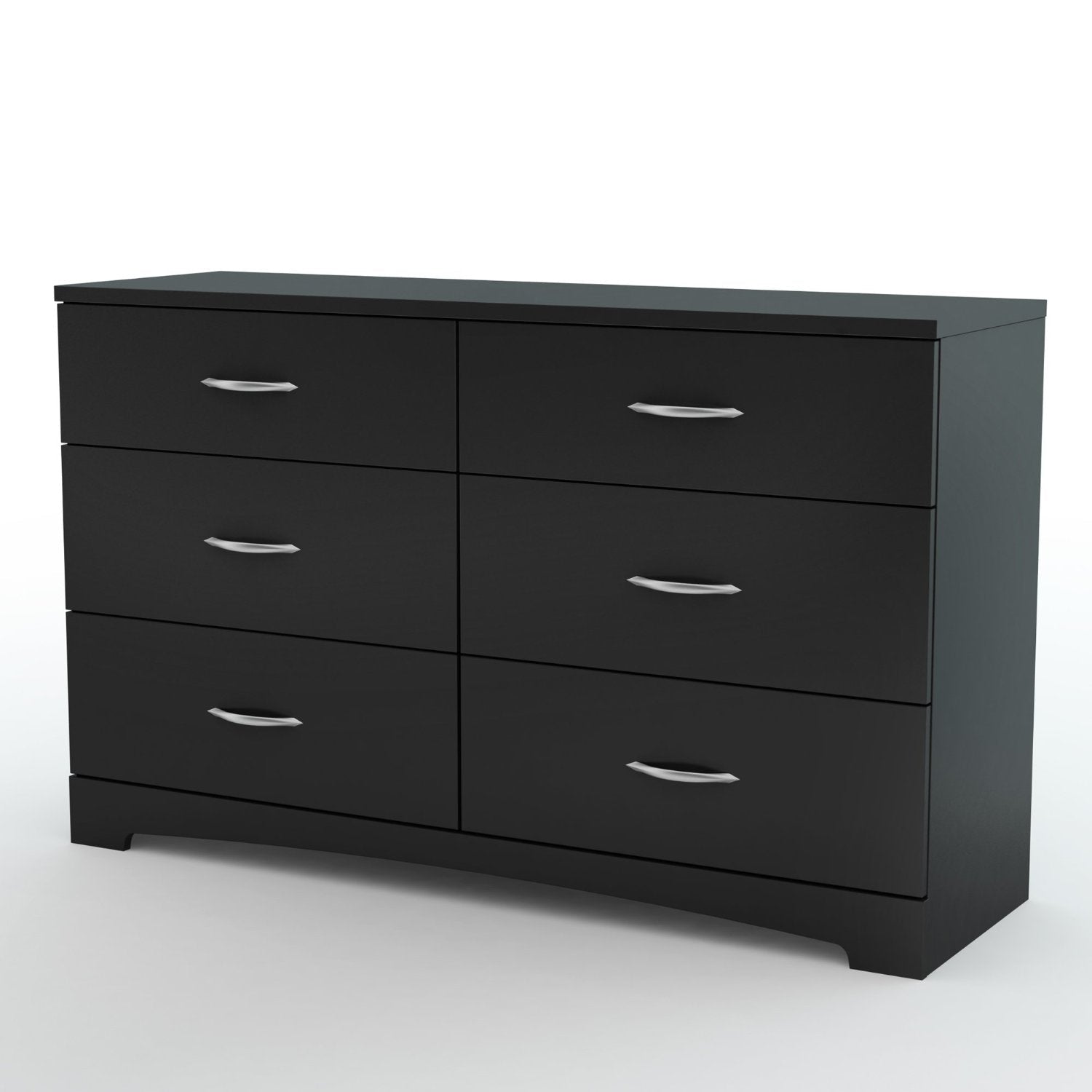 Bedroom > Nightstand And Dressers - 6-Drawer Dresser For Contemporary Bedroom In Black Finish