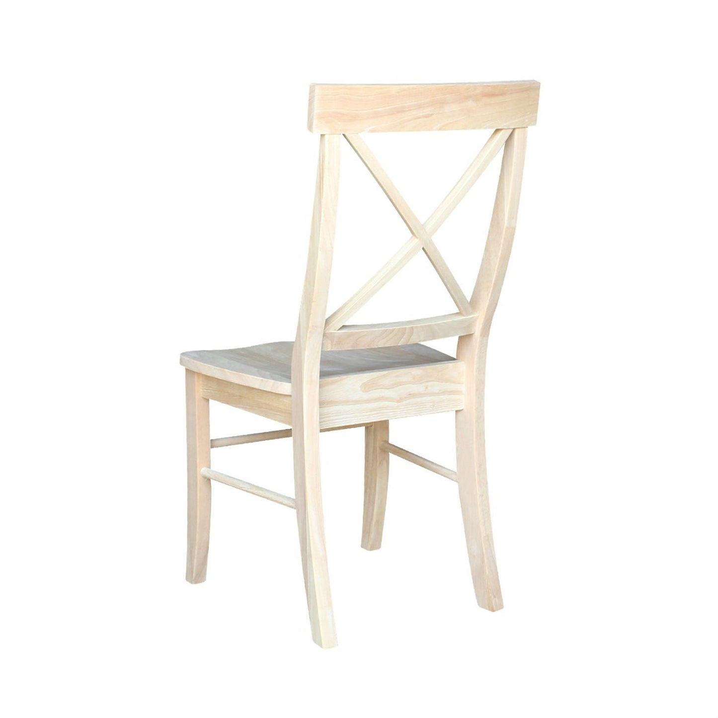 Dining > Dining Chairs - Set Of 2 - Unfinished Wood Dining Chairs With X-Back Seat Backrest