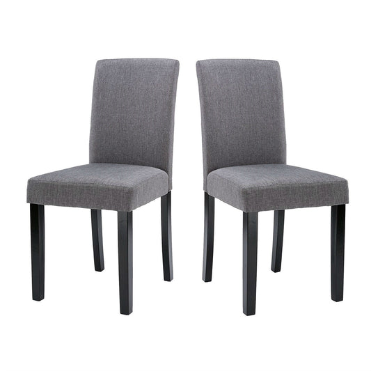 Dining > Dining Chairs - Set Of 2 - Grey Fabric Dining Chairs With Black Wood Legs
