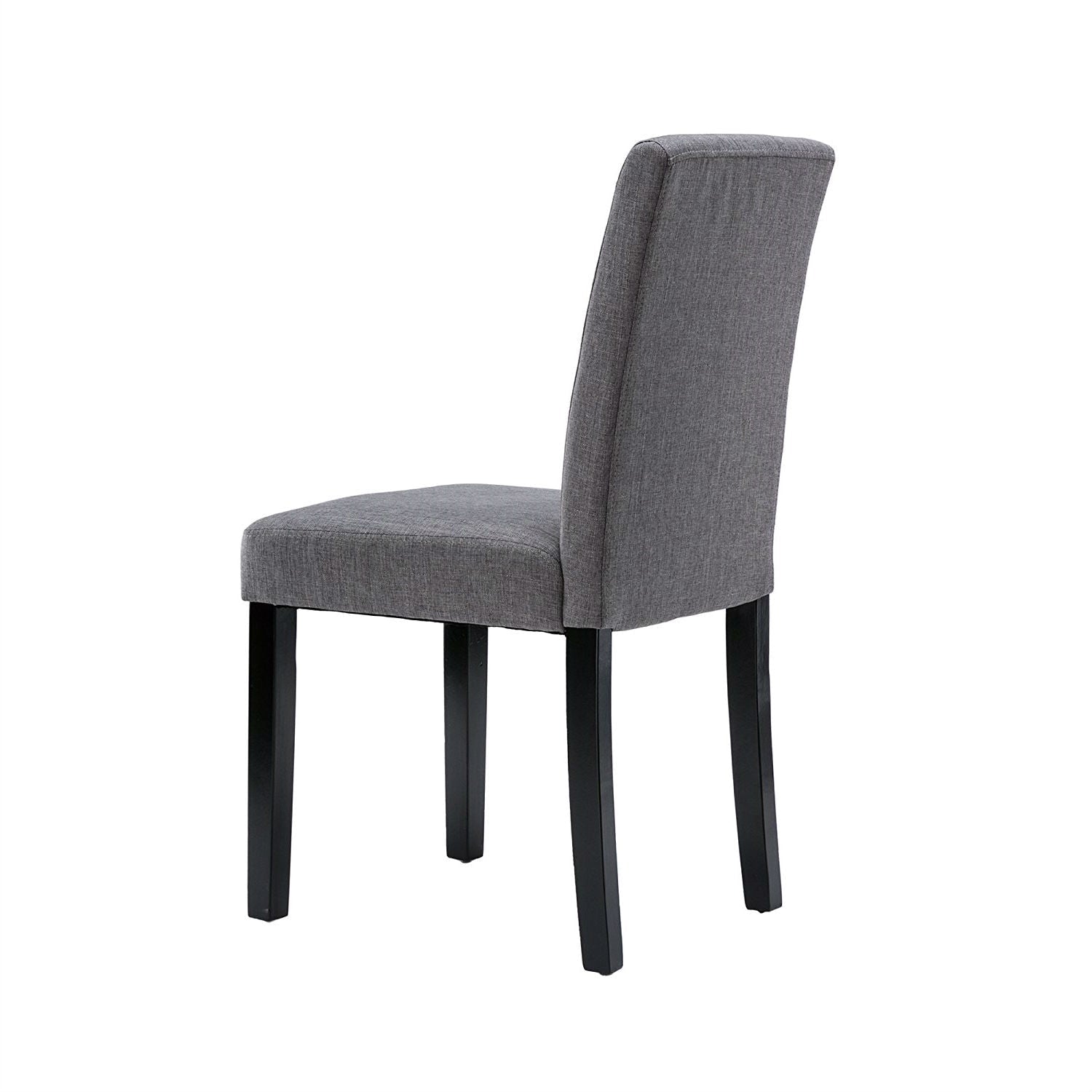 Dining > Dining Chairs - Set Of 2 - Grey Fabric Dining Chairs With Black Wood Legs