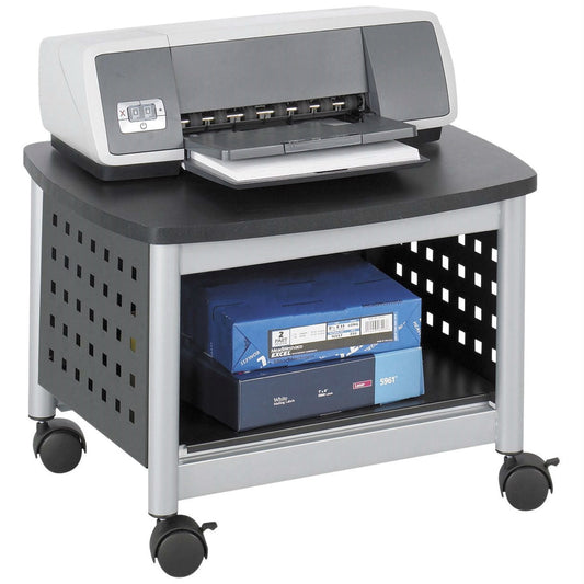 Office > Printer Stands - Under-Desk Printer Stand Mobile Office Cart In Black And Silver