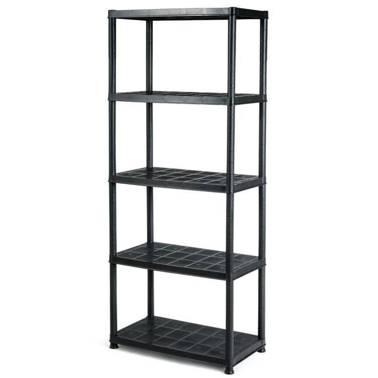Accents > Shelving Units - Black 5-Tier Heavy Duty Shelving Unit Bookcase Garage Kitchen Storage Shelf