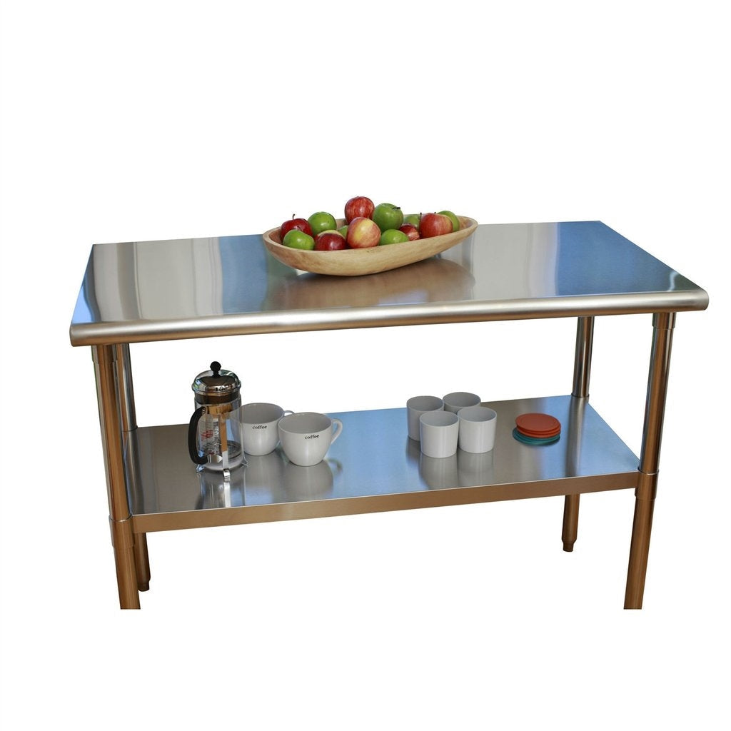 Kitchen > Utility Tables & Workbenches - Stainless Steel Top Food Safe Prep Table Utility Work Bench With Bottom Shelf