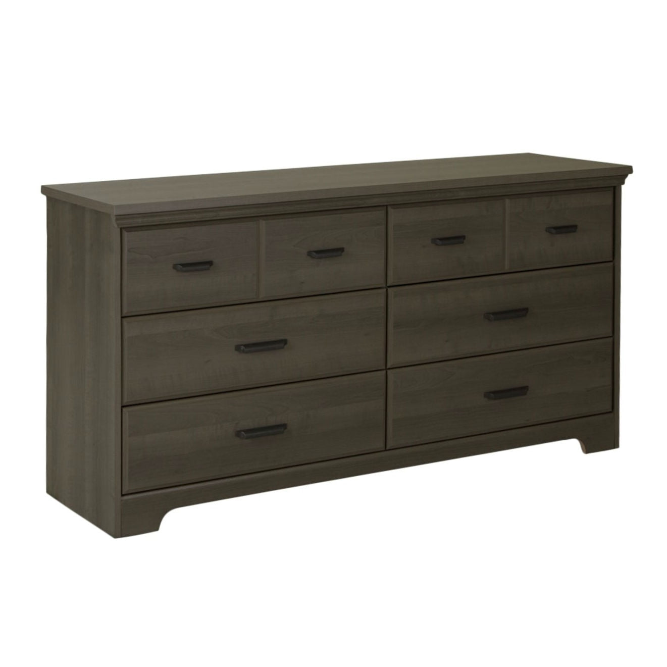 Bedroom > Nightstand And Dressers - Bedroom 6-Drawer Double Dresser Wardrobe Cabinet In Grey Maple Finish
