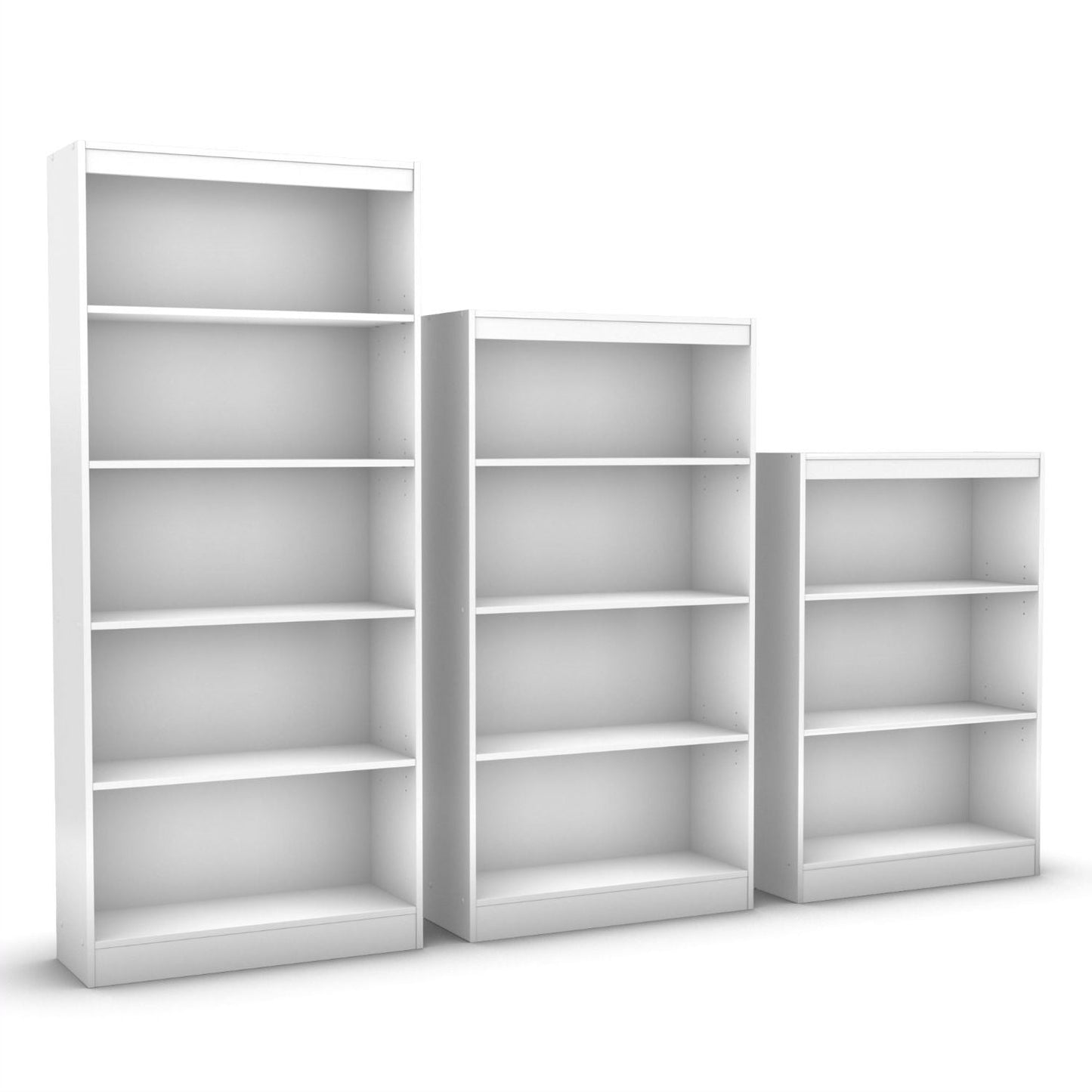 Living Room > Bookcases - White 4-Shelf Bookcase With 2 Adjustable Shelves