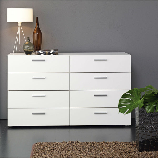 Bedroom > Nightstand And Dressers - White Modern Bedroom 8-Drawer Double Dresser