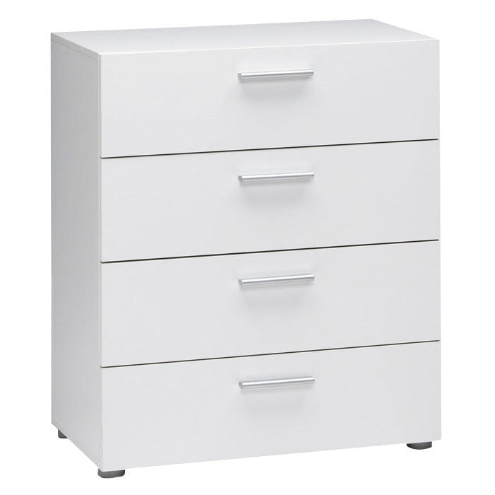 Bedroom > Nightstand And Dressers - Contemporary Style White 4-Drawer Bedroom Bureau Storage Chest