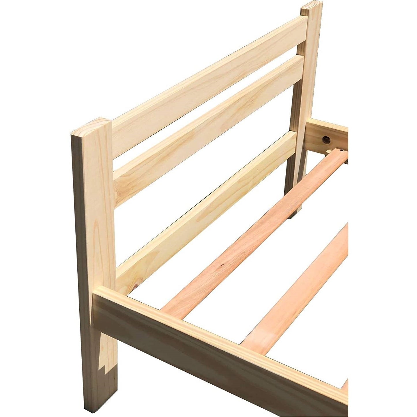 Bedroom > Bed Frames > Platform Beds - Twin Size Unfinished Solid Pine Wood Platform Bed Frame With Slatted Headboard