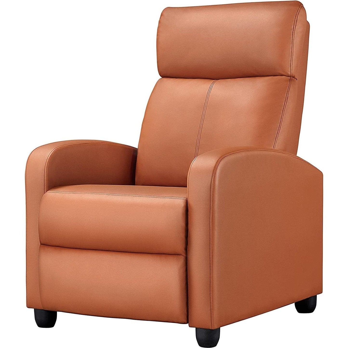 Living Room > Recliners And Chaise Lounge - Brown High-Density Faux Leather Push Back Recliner Chair