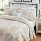 Bedroom > Quilts & Blankets - Full/Queen 3 Piece Bed-in-a-Bag Bohemian Tan Beige Floral Cotton Quilt Set