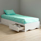 Bedroom > Bed Frames > Daybeds - Twin Size White Wood Platform Day Bed With Storage Drawers