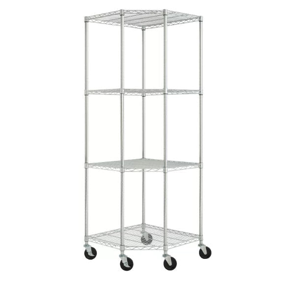 Accents > Shelving Units - Heavy Duty 4-Tier Corner Storage Rack Shelving Unit With Casters