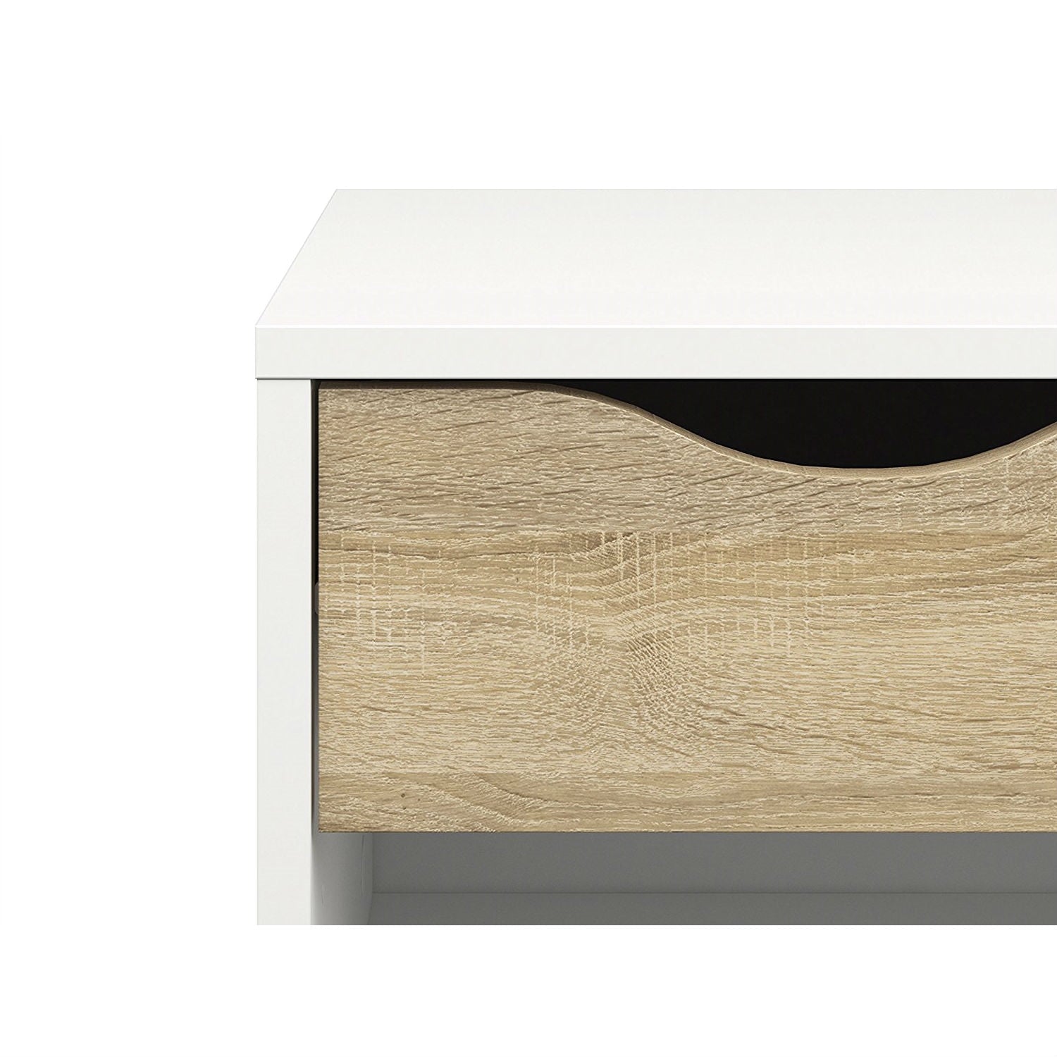 Bedroom > Nightstand And Dressers - Modern Mid Century Style End Table Nightstand In White & Oak Finish