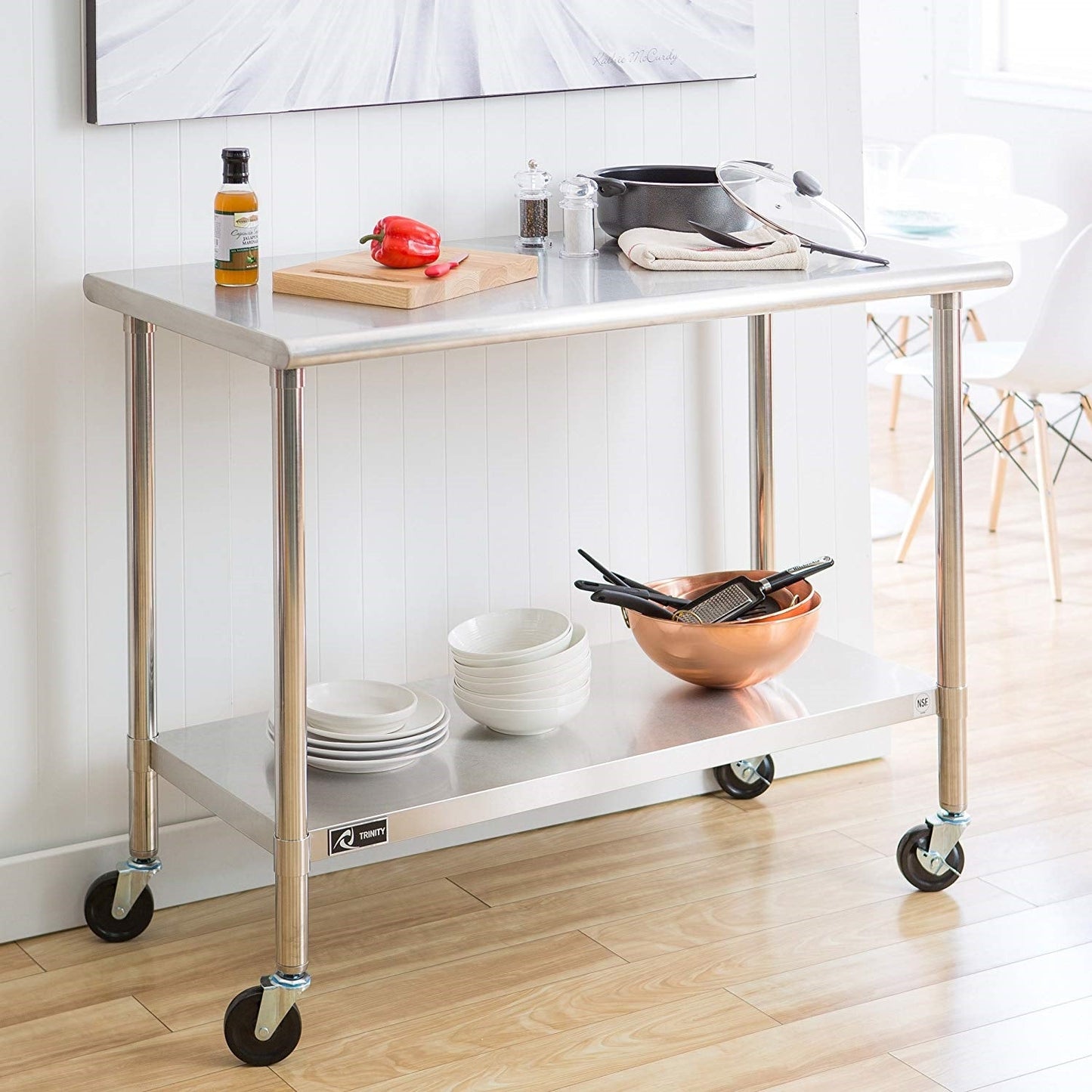 Kitchen > Kitchen Carts - Stainless Steel 2-ft Kitchen Island Cart Prep Table With Casters