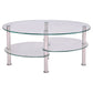 Living Room > Coffee Tables - Modern Oval Tempered Glass Coffee Table With Bottom Shelf