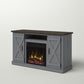 Living Room > TV Stands And Entertainment Centers - FarmHouse Rustic Grey/Espresso TV Entertainment Electric Fireplace