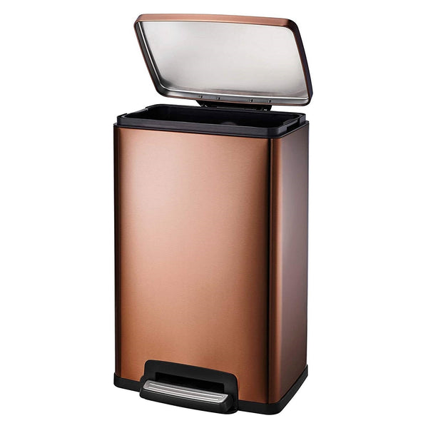 Kitchen > Trash Cans & Recycle Bins - Stainless Steel 13-Gallon Kitchen Trash Can With Step Lid In Copper Bronze