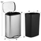 13-Gallon Modern Stainless Steel Kitchen Trash Can with Foot Step Pedal Design-Novel Home