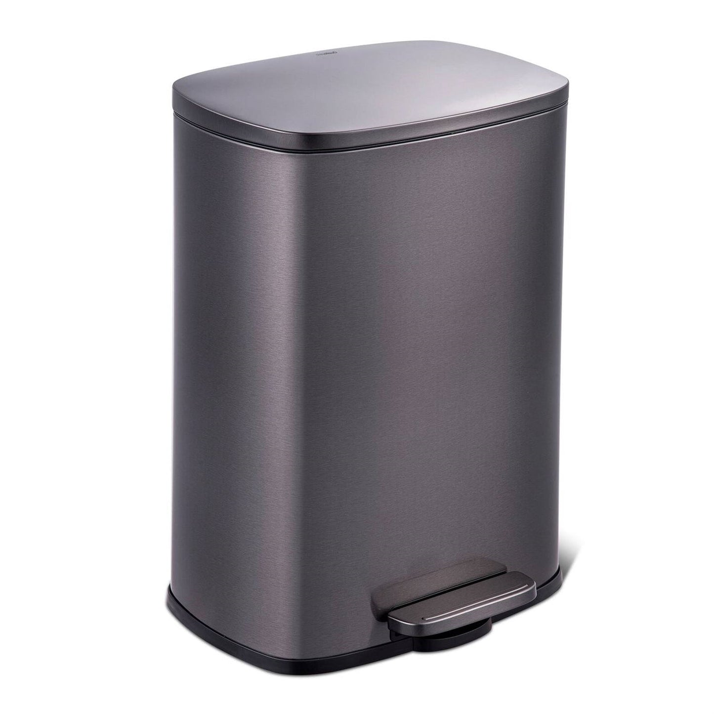 Kitchen > Trash Cans & Recycle Bins - 13 Gallon Black Stainless Steel Kitchen Trash Can With Step Open Lid