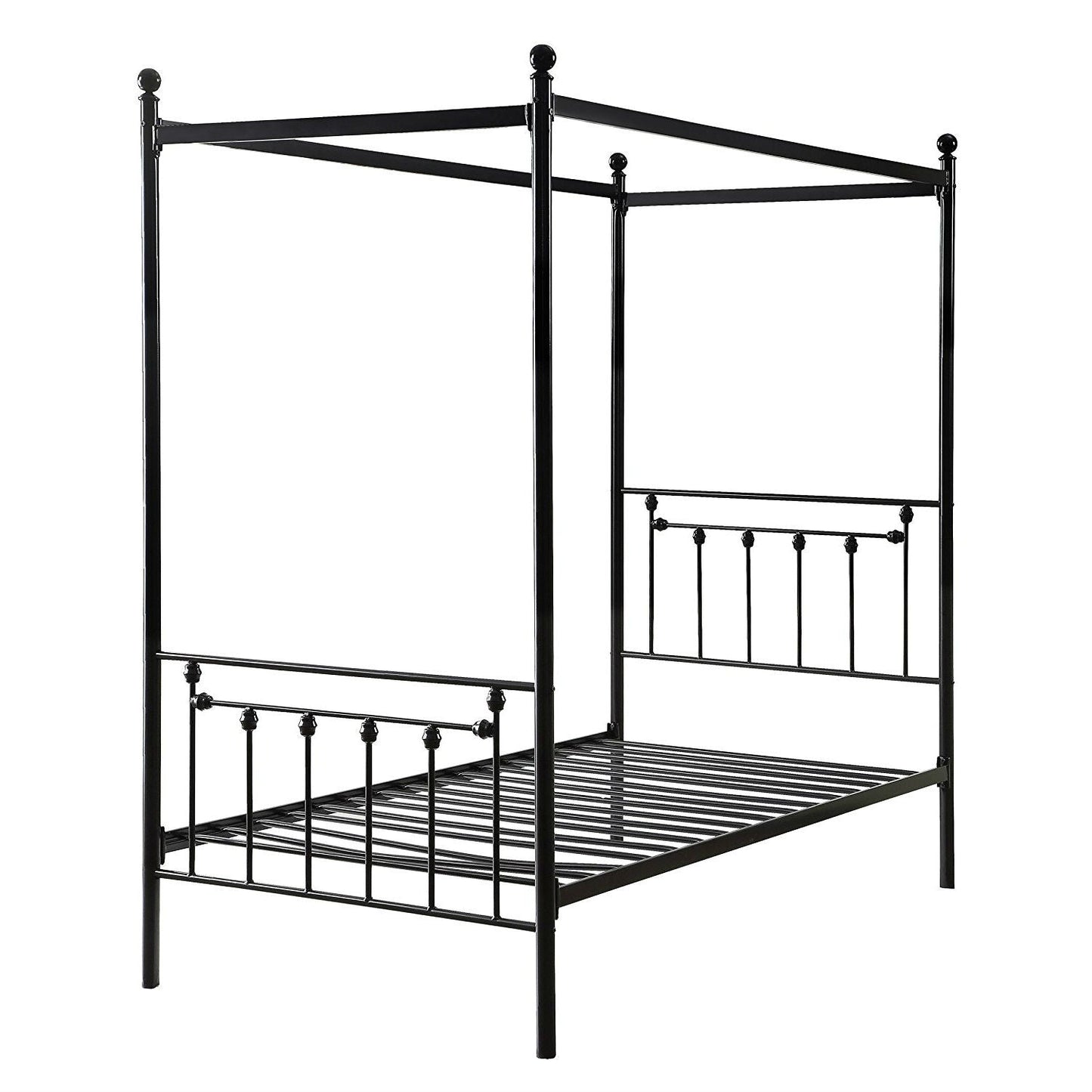 Bedroom > Bed Frames > Canopy Beds - Twin Size Sturdy Metal Canopy Bed Frame In Black Metal Finish