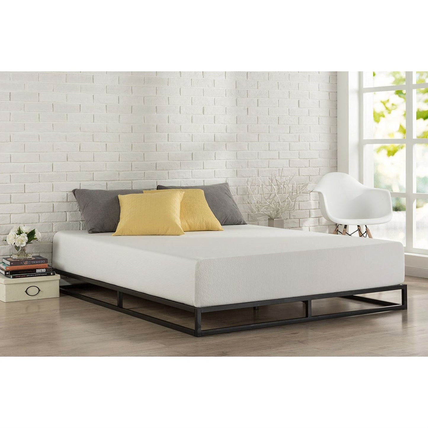 Bedroom > Bed Frames > Platform Beds - Twin 6-inch Low Profile Platform Bed Frame With Modern Wood Slats Mattress Support System