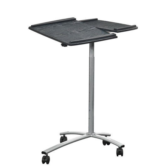 Office > Computer Desks - Adjustable Laptop Computer Cart Desk Stand In Graphite Wood Grain