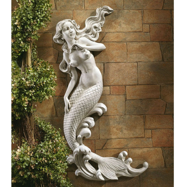 Outdoor > Outdoor Decor > Garden Statues - Outdoor Patio Wall Decor Mermaid Wall-Mounted Garden Statue