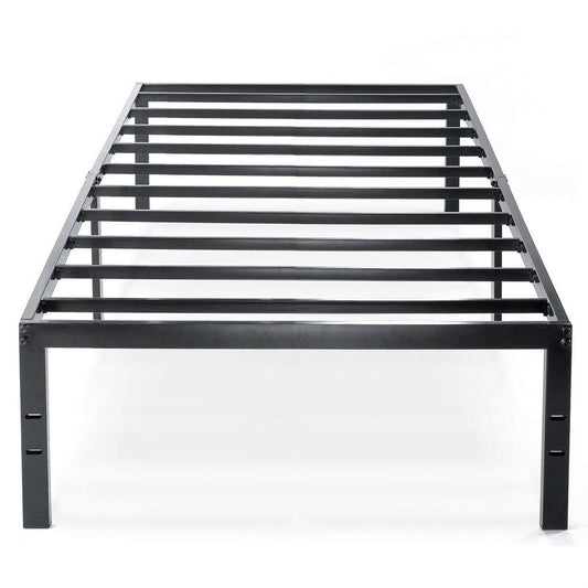 Bedroom > Bed Frames > Platform Beds - Twin Size Black Metal Platform Bed Frame With Headboard Attachment Slots