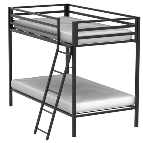 Bedroom > Bed Frames > Bunk Beds - Twin Over Twin Modern Metal Bunk Bed Frame In Black Finish With Ladder