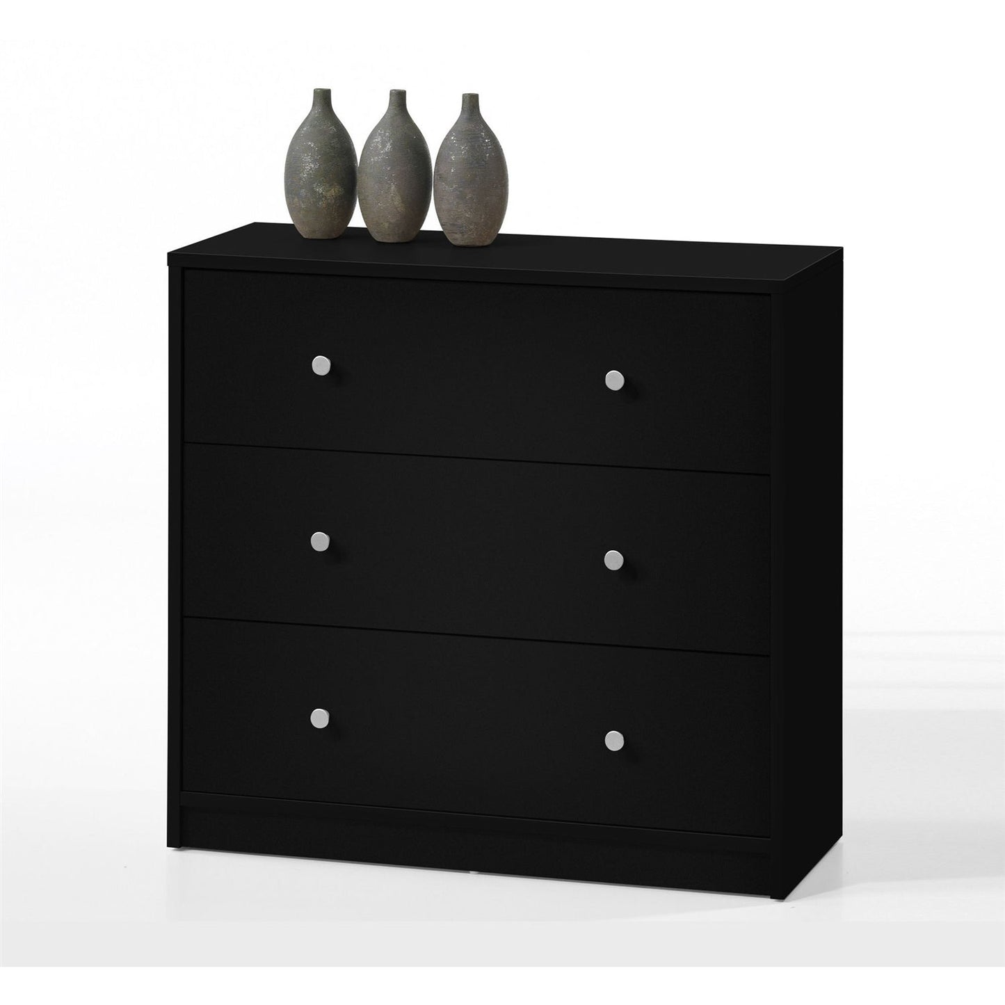 Bedroom > Nightstand And Dressers - Contemporary 3-Drawer Chest In Black - Made In Denmark