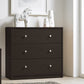 Bedroom > Nightstand And Dressers - Modern 3-Drawer Chest Bedroom Bureau In Dark Brown Wood Finish