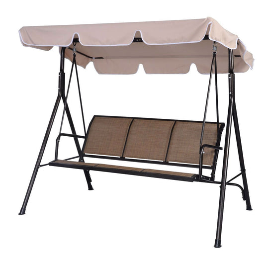 Outdoor > Outdoor Furniture > Porch Swings And Gliders - Outdoor 3-Person Canopy Swing For Porch Patio Or Deck