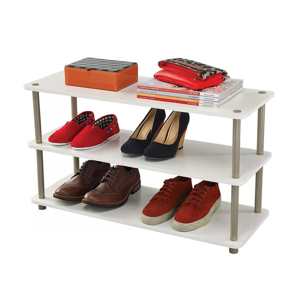 Accents > Shoe Racks - White 3-Shelf Modern Shoe Rack - Holds Up To 12 Pair Of Shoes