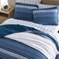 Bedroom > Quilts & Blankets - Twin Size Coastal Blue Stripe Reversible  Cotton Quilt Set