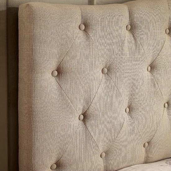 Bedroom > Headboards - Twin Size Ivory Beige Fabric Upholstered Button Tufted Headboard