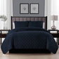 Bedroom > Quilts & Blankets - Twin/Twin XL 2-Piece Navy Blue Polyester Microfiber Reversible Diamond Quilt Set