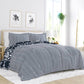 Bedroom > Comforters And Sets - Twin Size 3-Piece Navy Blue White Reversible Floral Striped Comforter Set