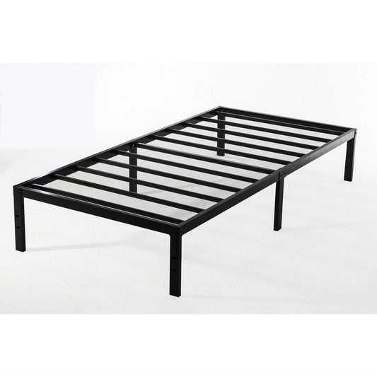 Bedroom > Bed Frames > Platform Beds - Twin XL Study Black Metal Platform Bed Frame - No Box-Springs Needed