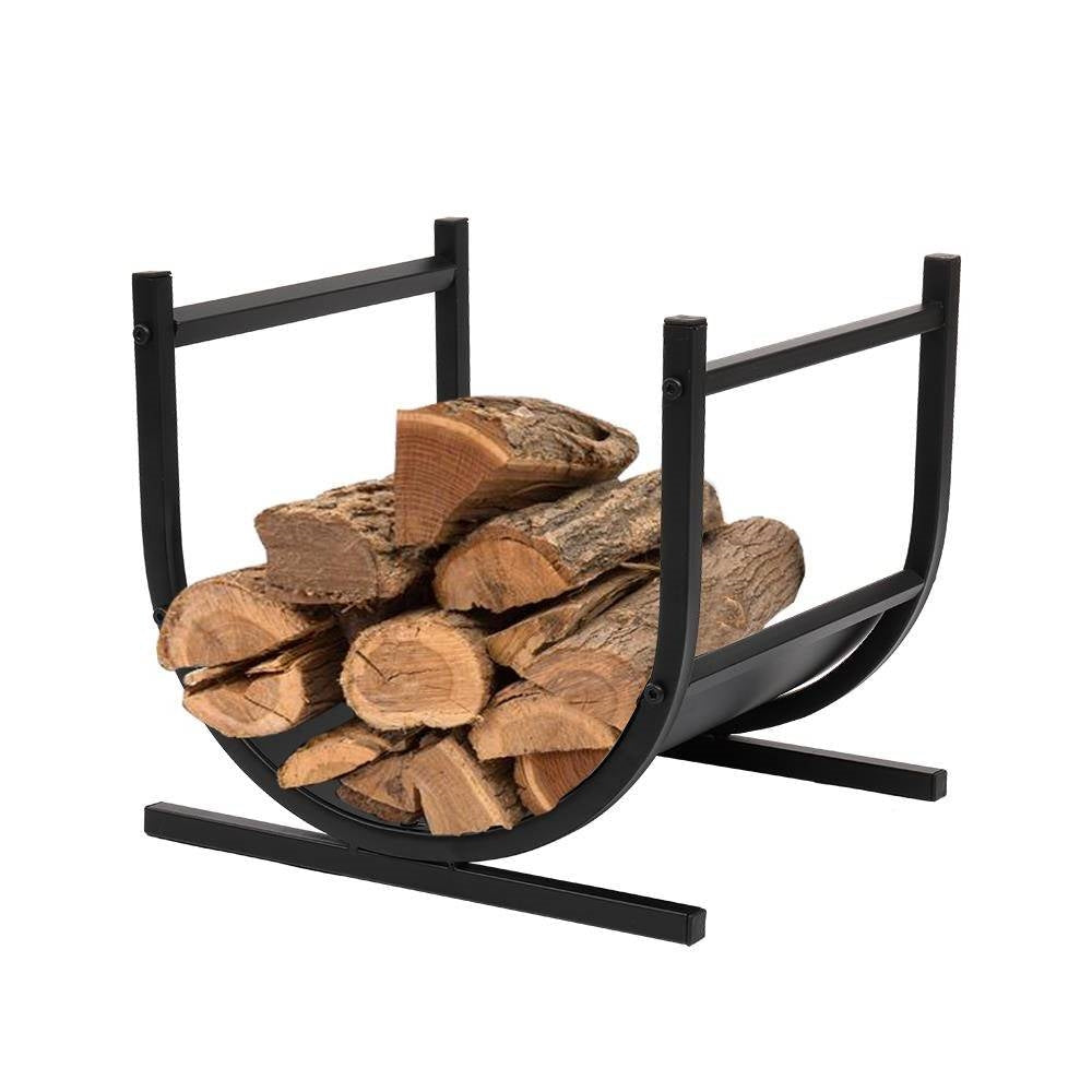Outdoor > Firewood Racks - Modern Classic Black Steel Firewood Rack Log Holder For Indoor Or Outdoor Use