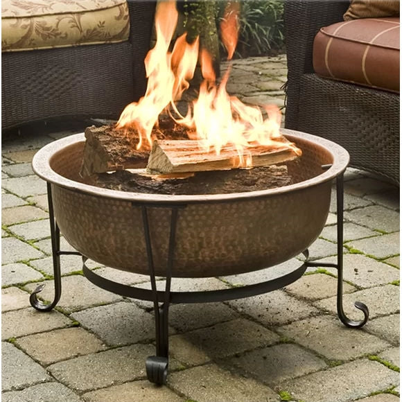Outdoor > Outdoor Decor > Fire Pits - Hammered Copper 26-inch Fire Pit With Stand And Spark Screen