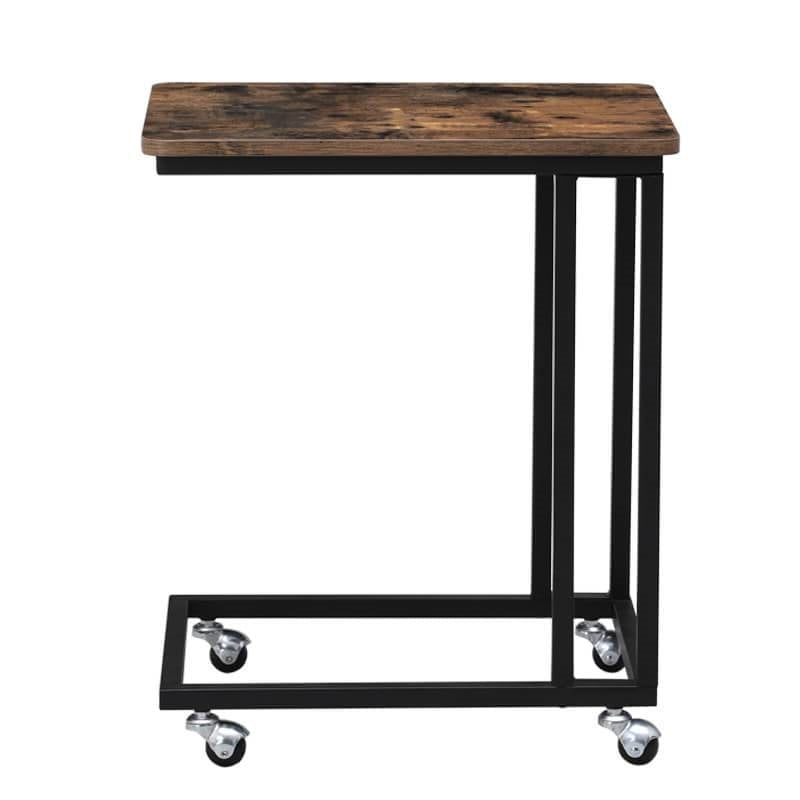 Bedroom > Nightstand And Dressers - Modern Industrial Side Table Nightstand TV Tray On Wheels