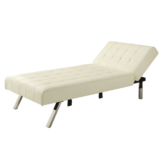 Living Room > Chaise Lounge & Settee - Vanilla Chaise Lounge Sleeper Bed With Contemporary Chrome Legs