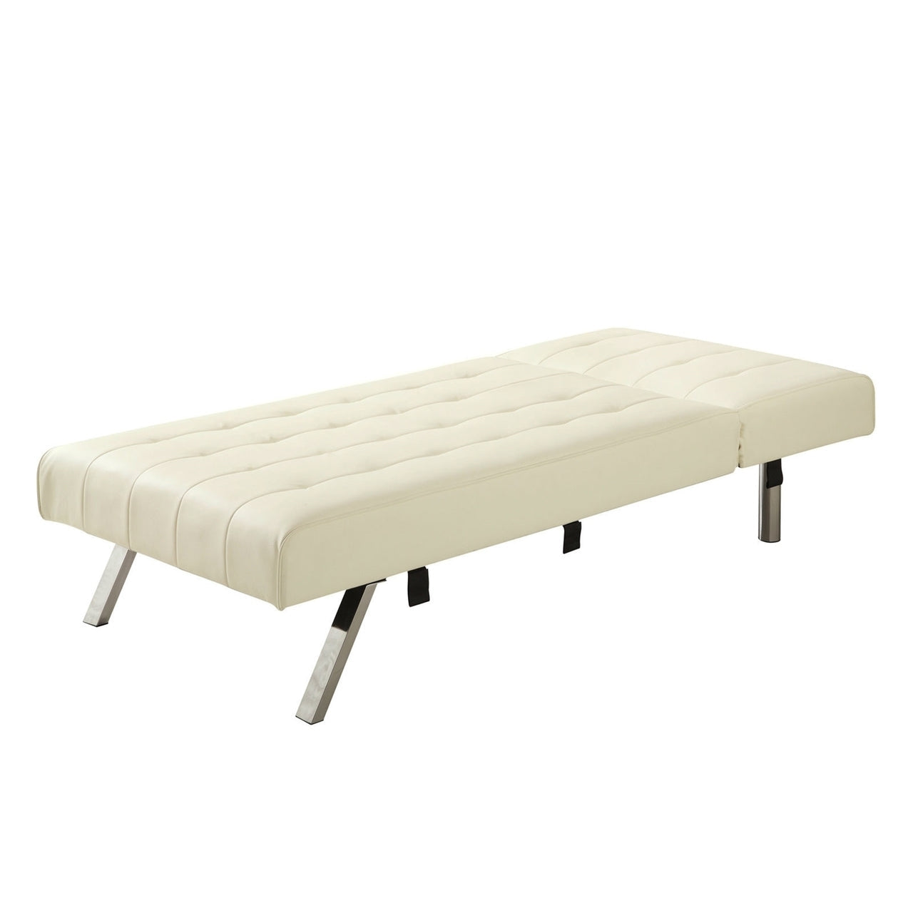 Living Room > Chaise Lounge & Settee - Vanilla Chaise Lounge Sleeper Bed With Contemporary Chrome Legs