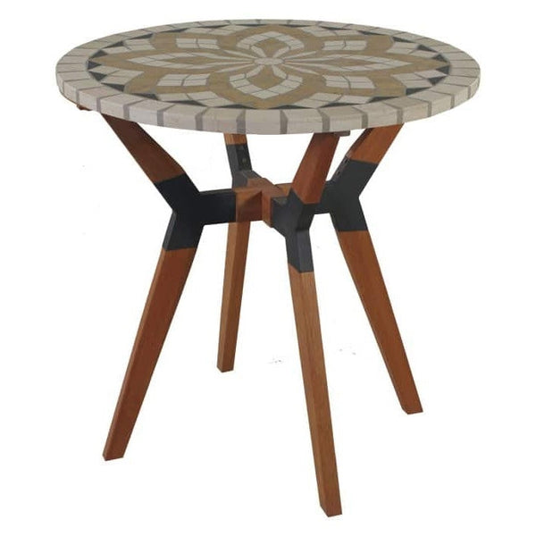 Outdoor > Outdoor Furniture > Patio Tables - Round 30-inch Bistro Style Outdoor Patio Table With Marble Tile Top