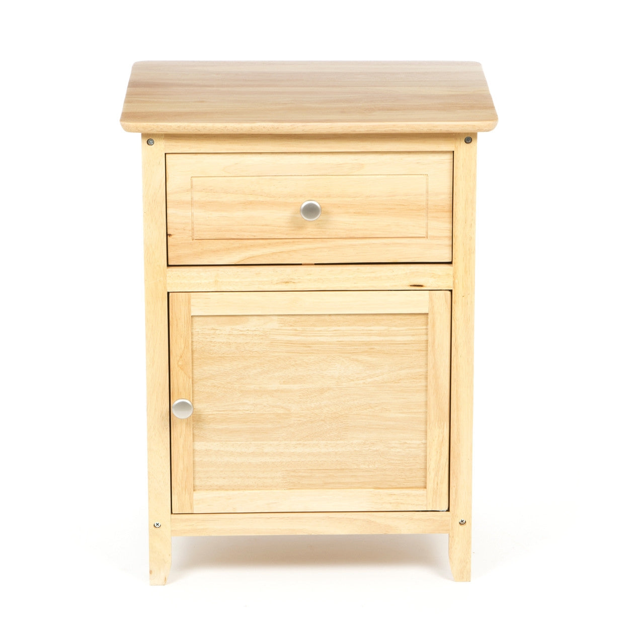 Bedroom > Nightstand And Dressers - Natural Wood Finish 1-Drawer Bedside Table Cabinet Nightstand