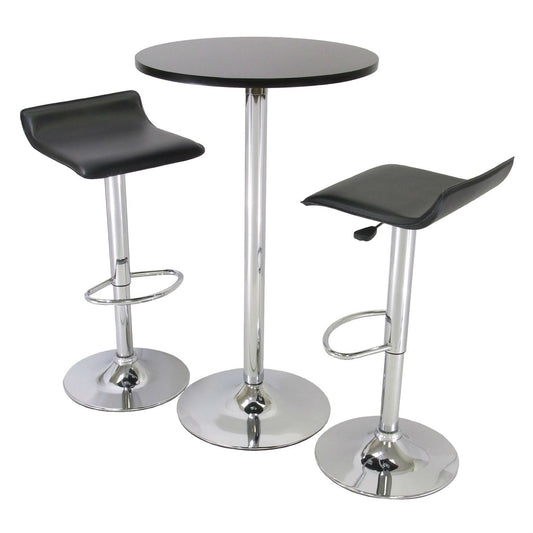 3 Piece Modern Dining Set with Bistro Table and Two Stools-Novel Home